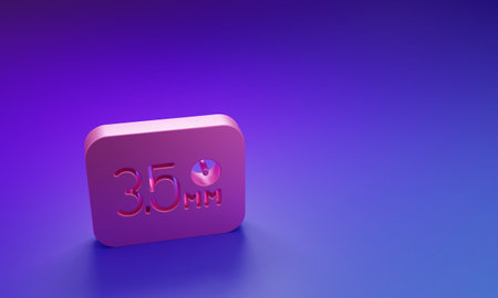 Pink icon isolated on purple-blue background. Minimalism concept. 3D render illustration.