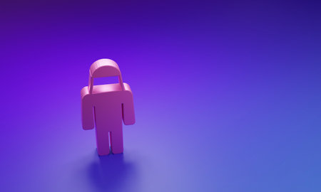 Pink Beekeeper with protect hat icon isolated on purple-blue background. Special protective uniform. Minimalism concept. 3D render illustration.の写真素材