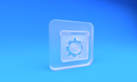 Frosted glass Browser setting icon isolated on blue background. Adjusting, service, maintenance,...