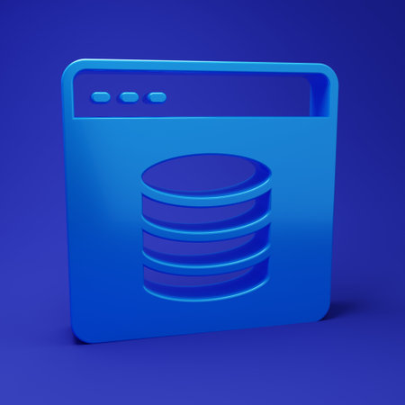 Blue Server, Data, Web Hosting icon isolated on blue background. Minimalism concept. 3D render illustration.の写真素材