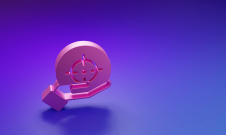 Pink Target financial goal concept icon isolated on purple-blue background. Symbolic goals achievement, success. Minimalism concept. 3D render illustration.の写真素材