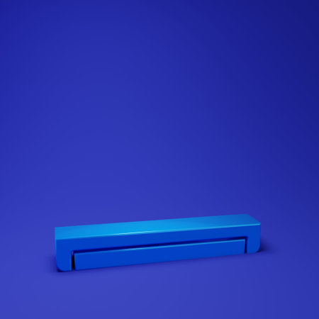 Blue object icon isolated on blue background. Minimalism concept. 3D render illustration.