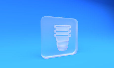 Frosted glass Paper glass icon isolated on blue background. Soda drink glass. Fresh cold beverage symbol. Square frosted glass button. 3D render illustration.の写真素材