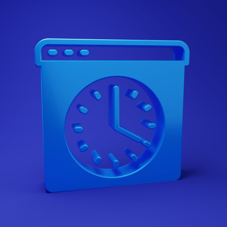 Blue Browser window icon isolated on blue background. Minimalism concept. 3D render illustration.