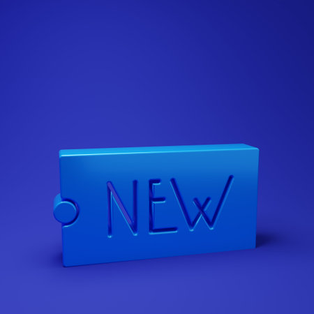 Blue Price tag with an inscription New icon isolated on blue background. Badge for price. Promo tag...