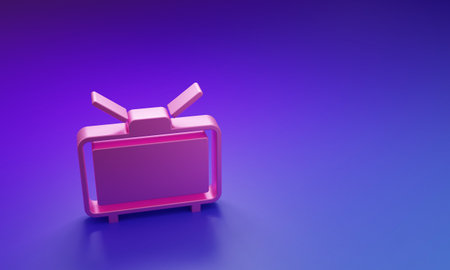 Pink Football soccer match on TV icon isolated on purple-blue background. Football online concept. Minimalism concept. 3D render illustration.の写真素材