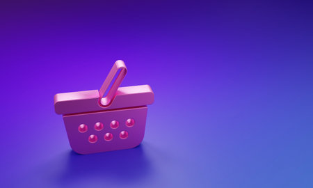 Pink Shopping basket icon isolated on purple-blue background. Online buying concept. Delivery...