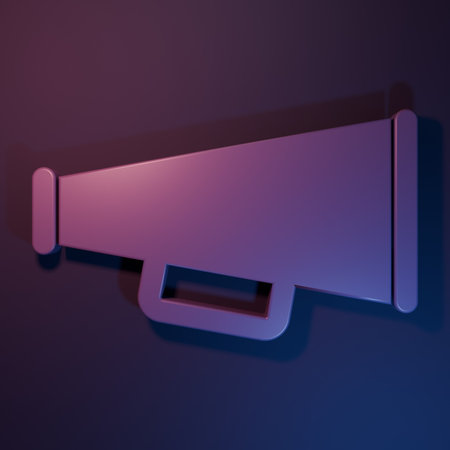 Purple Megaphone icon isolated on purple-blue background. Minimalism concept. 3D render illustration.の写真素材