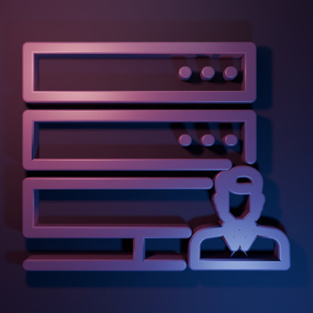 Purple Customer care server icon isolated on purple-blue background. Tech support concept with male operator. Call center sign. Minimalism concept. 3D render illustration.の写真素材