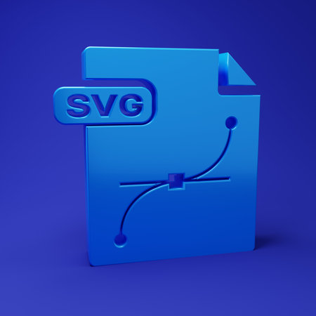 Blue SVG file document. Download svg button icon isolated on blue background. SVG file symbol. Minimalism concept. 3D render illustration.の写真素材