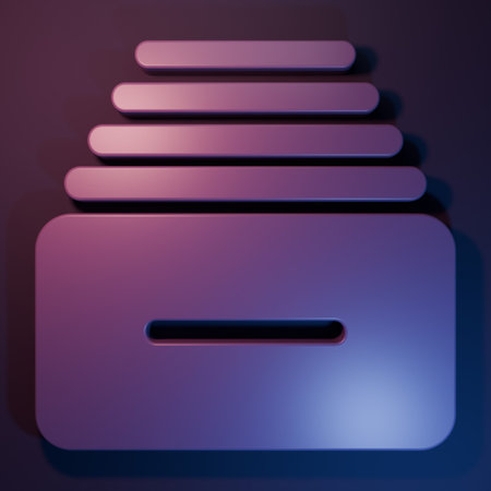 Purple Drawer with documents icon isolated on purple-blue background. Archive papers drawer. File...