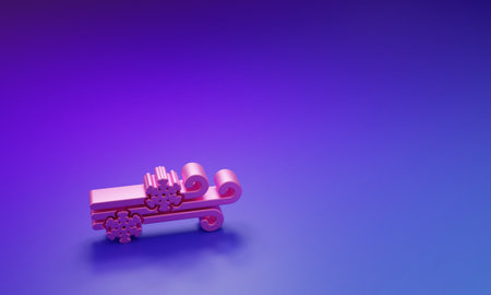 Pink Wind and snow icon isolated on purple-blue background. Windy weather. Minimalism concept. 3D render illustration.の写真素材