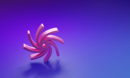 Pink Tornado icon isolated on purple-blue background. Cyclone, whirlwind, storm funnel, hurricane wind or twister weather icon. Minimalism concept. 3D render illustration.の写真素材