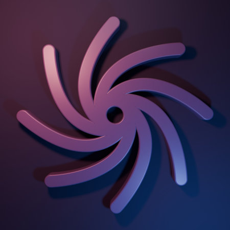 Purple Tornado icon isolated on purple-blue background. Cyclone, whirlwind, storm funnel, hurricane wind or twister weather icon. Minimalism concept. 3D render illustration.の写真素材
