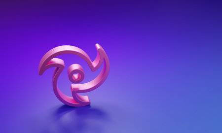 Pink Tornado icon isolated on purple-blue background. Cyclone, whirlwind, storm funnel, hurricane wind or twister weather icon. Minimalism concept. 3D render illustration.の写真素材