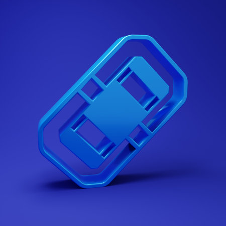 Blue Rafting boat icon isolated on blue background. Inflatable boat. Water sports, extreme sports, holiday, vacation, team building. Minimalism concept. 3D render illustration.の写真素材