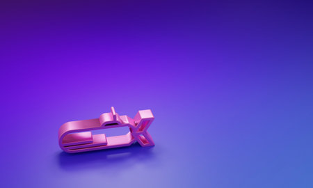 Pink Submarine icon isolated on purple-blue background. Military ship. Minimalism concept. 3D render illustration.の写真素材