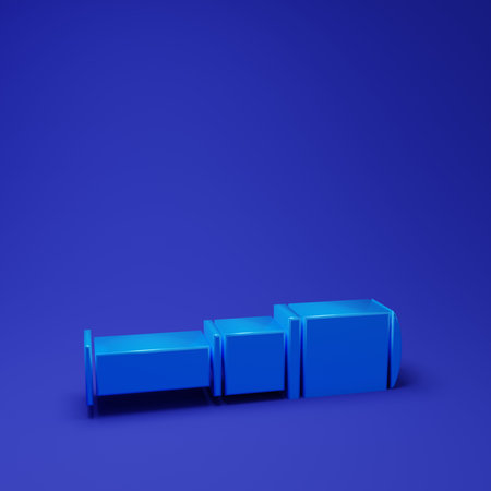 Blue Spyglass telescope lens icon isolated on blue background. Sailor spyglass. Minimalism concept. 3D render illustration.の写真素材