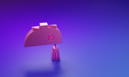 Pink Electric mixer icon isolated on purple-blue background. Kitchen blender. Minimalism concept. 3D render illustration.の写真素材