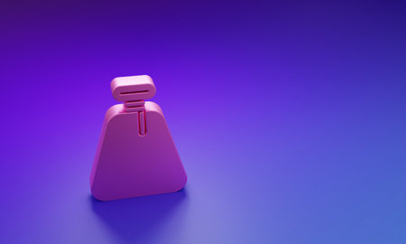 Pink Pirate sack icon isolated on purple-blue background. Minimalism concept. 3D render illustration.の写真素材