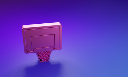 Pink Basketball backboard icon isolated on purple-blue background. Minimalism concept. 3D render illustration.の写真素材
