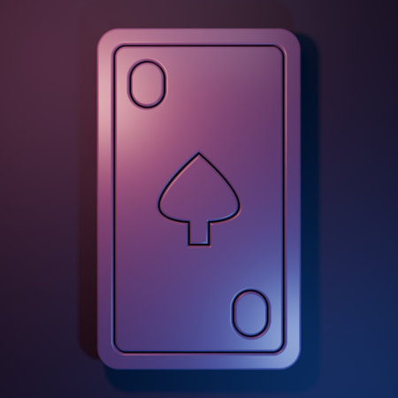 Purple Playing card with diamonds symbol icon isolated on purple-blue background. Casino gambling. Minimalism concept. 3D render illustration.の写真素材