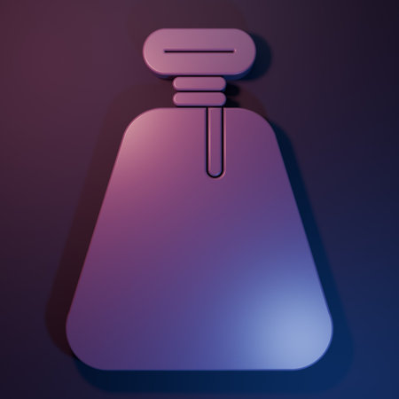Purple Pirate sack icon isolated on purple-blue background. Minimalism concept. 3D render illustration.の写真素材