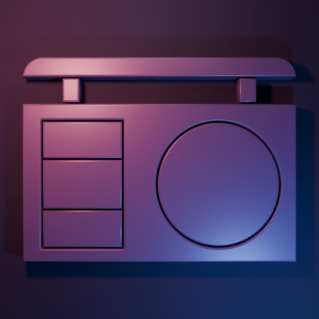 Purple Eye shadow palette with brush icon isolated on purple-blue background. Minimalism concept. 3D render illustration.の写真素材