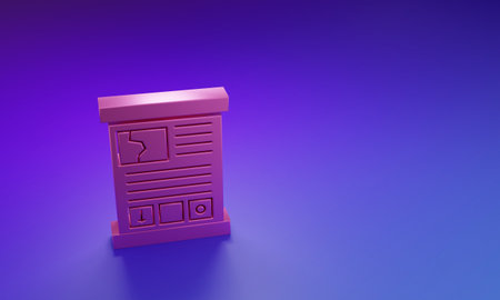 Pink Game guide icon isolated on purple-blue background. User manual, instruction, guidebook, handbook. Minimalism concept. 3D render illustration.の写真素材