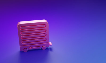 Pink Electric heater icon isolated on purple-blue background. Infrared floor heater with remote control. House climate control. Minimalism concept. 3D render illustration.の写真素材