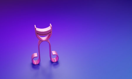 Pink Eyelash curler icon isolated on purple-blue background. Makeup tool sign. Minimalism concept. 3D render illustration.の写真素材