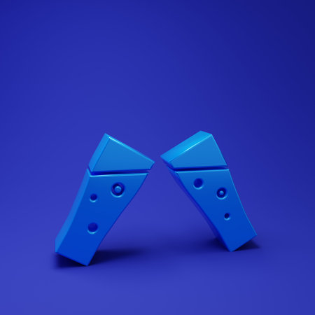 Blue Glass of beer icon isolated on blue background. Minimalism concept. 3D render illustration.の写真素材