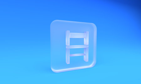 Frosted glass Chair icon isolated on blue background. Square frosted glass button. 3D render illustration.の写真素材