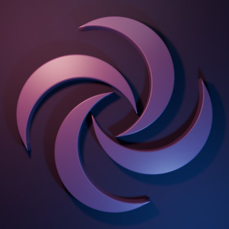Purple Tornado icon isolated on purple-blue background. Cyclone, whirlwind, storm funnel, hurricane wind or twister weather icon. Minimalism concept. 3D render illustration.の写真素材