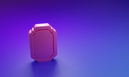 Pink Poker table icon isolated on purple-blue background. Minimalism concept. 3D render illustration.の写真素材