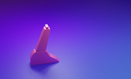 Pink Car handbrake icon isolated on purple-blue background. Parking brake lever. Minimalism concept. 3D render illustration.の写真素材