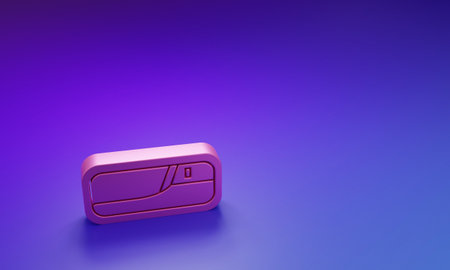 Pink Car door handle icon isolated on purple-blue background. Minimalism concept. 3D render illustration.の写真素材
