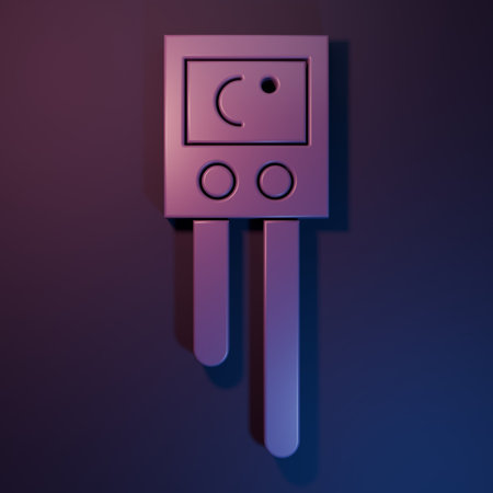 Purple Temperature and humidity sensor icon isolated on purple-blue background. Minimalism concept. 3D render illustration.の写真素材
