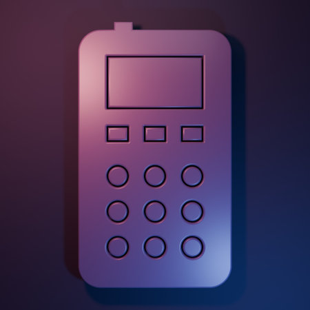 Purple Remote control icon isolated on purple-blue background. Minimalism concept. 3D render illustration.の写真素材