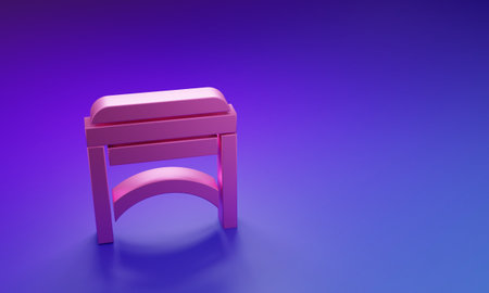 Pink Chair icon isolated on purple-blue background. Minimalism concept. 3D render illustration.の写真素材