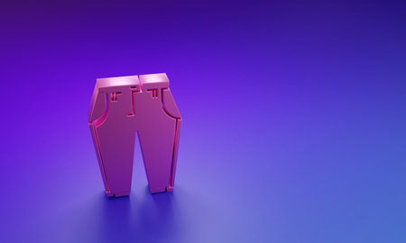 Pink Pants icon isolated on purple-blue background. Minimalism concept. 3D render illustration.の写真素材