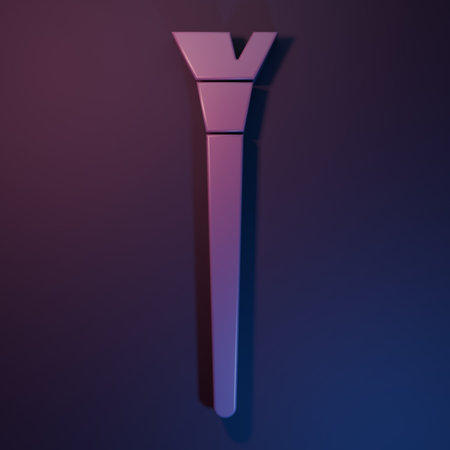 Purple Makeup brush icon isolated on purple-blue background. Minimalism concept. 3D render illustration.の写真素材