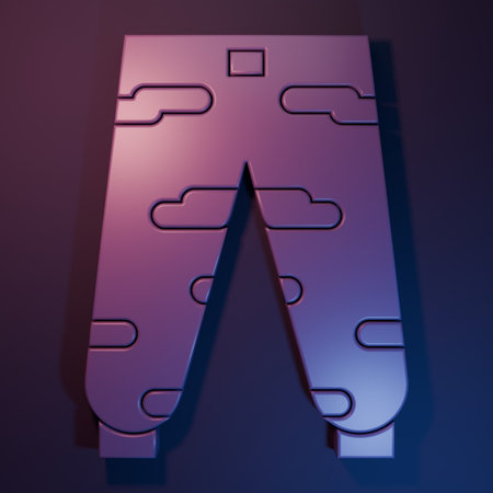 Purple Camouflage cargo pants icon isolated on purple-blue background. Minimalism concept. 3D render illustration.の写真素材