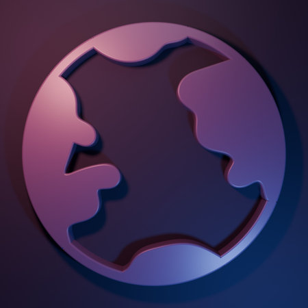 Purple Earth globe icon isolated on purple-blue background. World or Earth sign. Global internet...