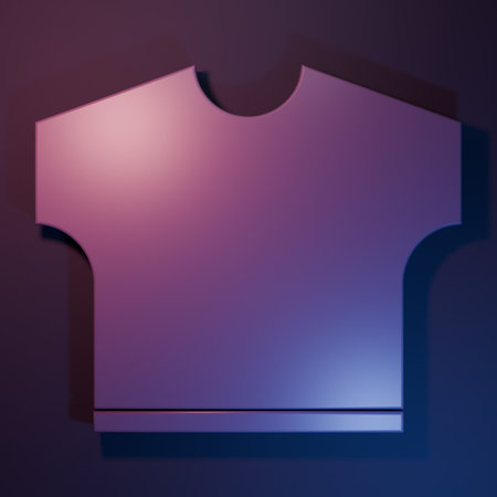 Purple T-shirt icon isolated on purple-blue background. Minimalism concept. 3D render illustration.の写真素材