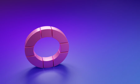 Pink Lifebuoy icon isolated on purple-blue background. Lifebelt symbol. Minimalism concept. 3D render illustration.の写真素材