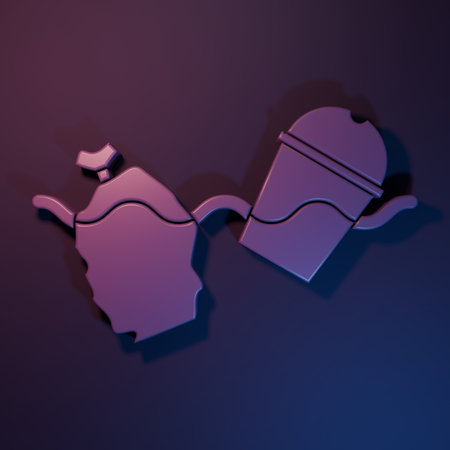 Purple The problem of pollution of the ocean icon isolated on purple-blue background. The garbage, plastic, bags on the sea. Minimalism concept. 3D render illustration.の写真素材