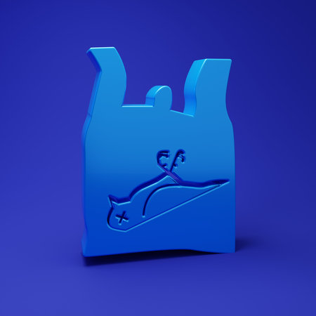 Blue Dead bird, plastic icon isolated on blue background. Element of pollution problems sign. Minimalism concept. 3D render illustration.の写真素材