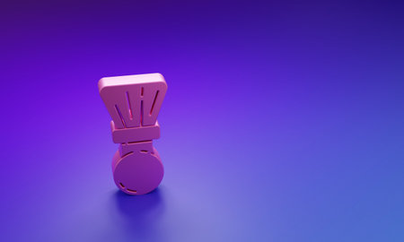 Pink Shaving brush icon isolated on purple-blue background. Barbershop symbol. Minimalism concept. 3D render illustration.の写真素材