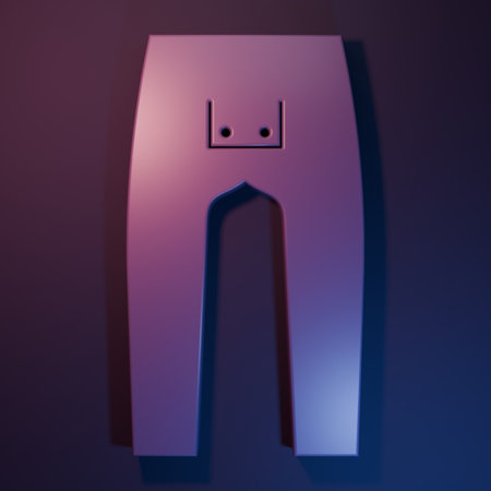 Purple Pants icon isolated on purple-blue background. Minimalism concept. 3D render illustration.の写真素材